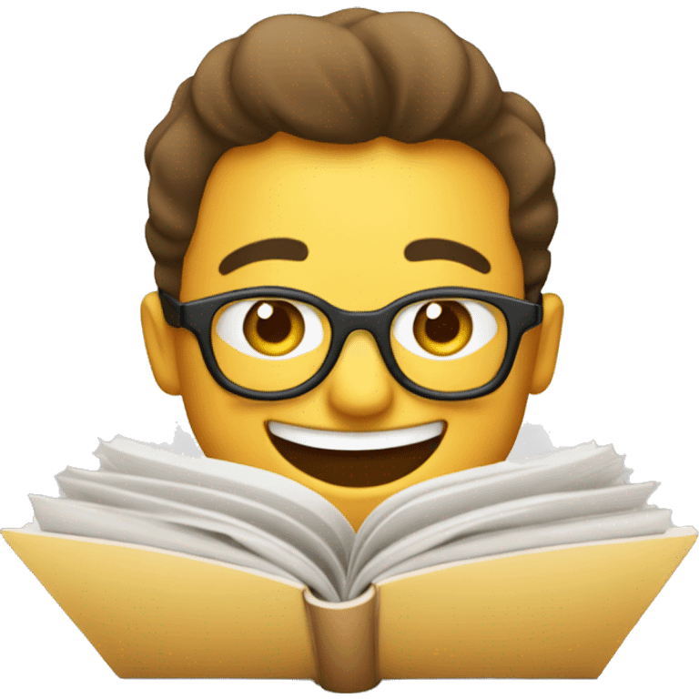 happy entrepreneur face with book emoji