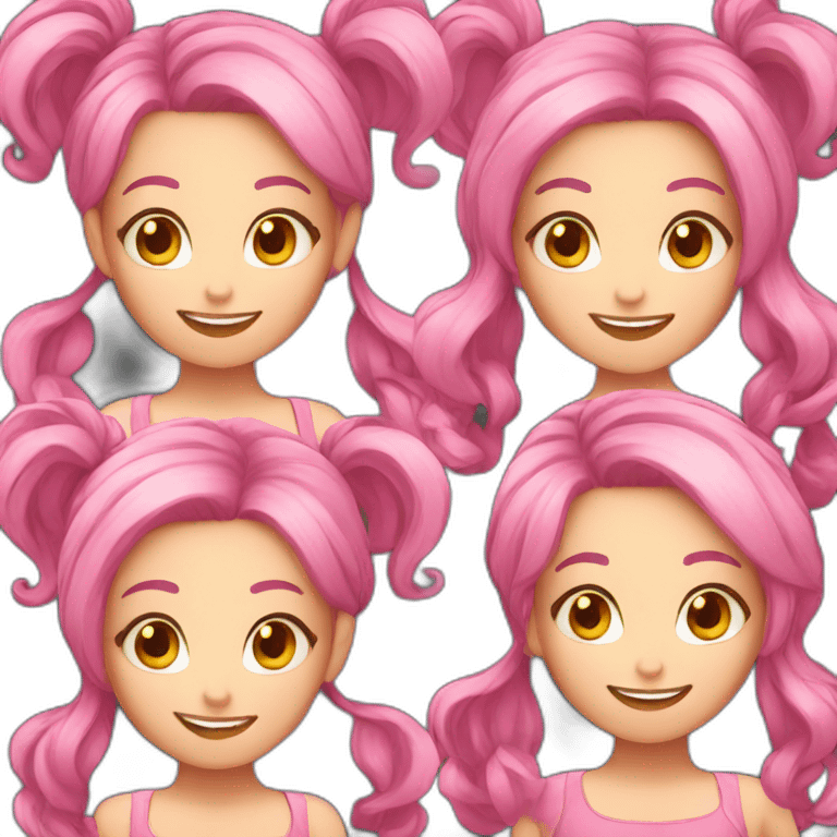 Pink hair girl smiling emoji