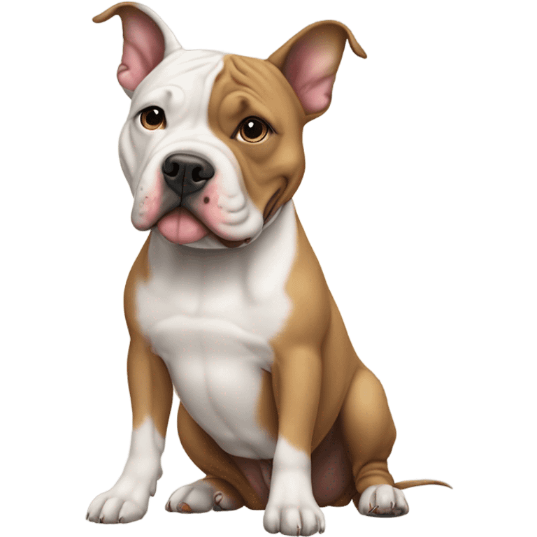 American pittbull wirh frensch bulldog and amstaf Terrier sitting al  emoji