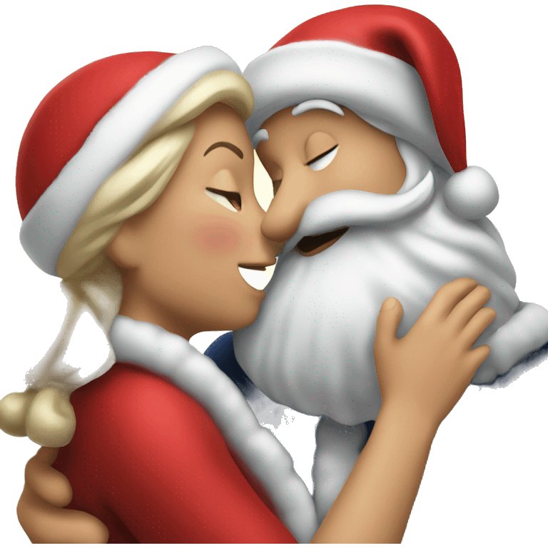 Santa kissing Mrs clause emoji