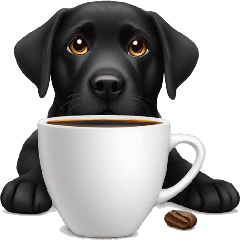 black labrador with a cup of coffee emoji