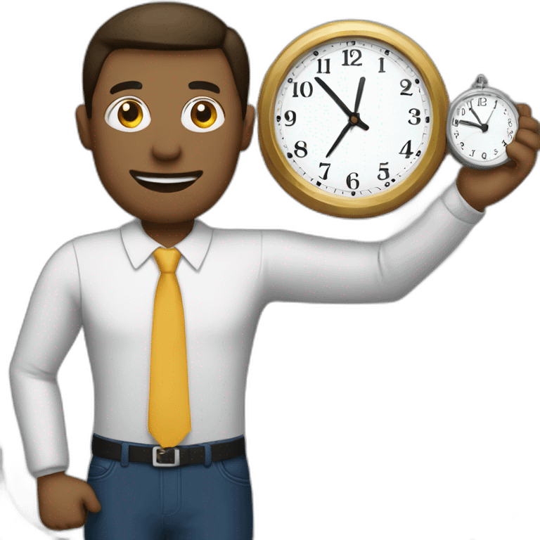 a man holding clock emoji