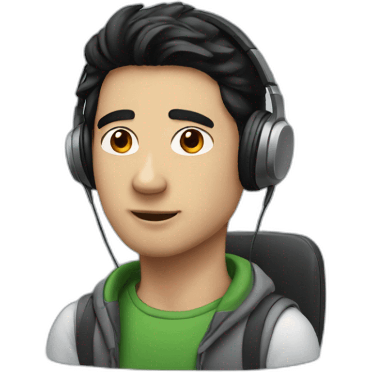 guy with black hair listening to an audiobook emoji