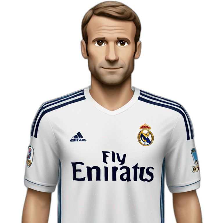 Macron wearing Real Madrid jersey emoji