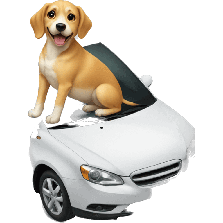 Dog on top of car emoji