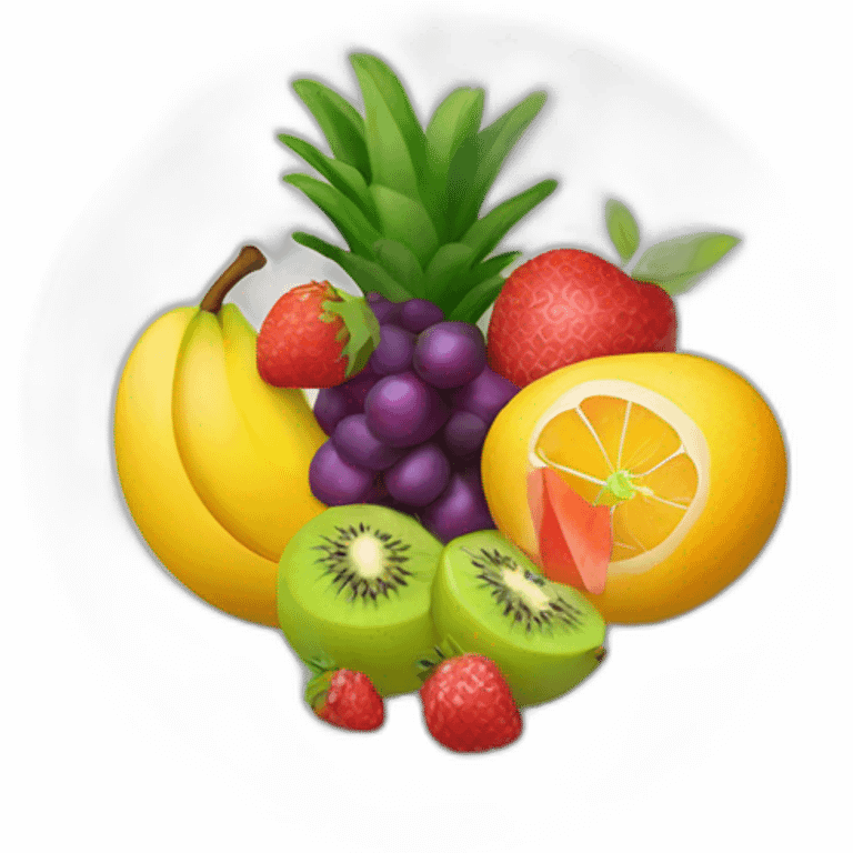 different cut fruits on a plate emoji