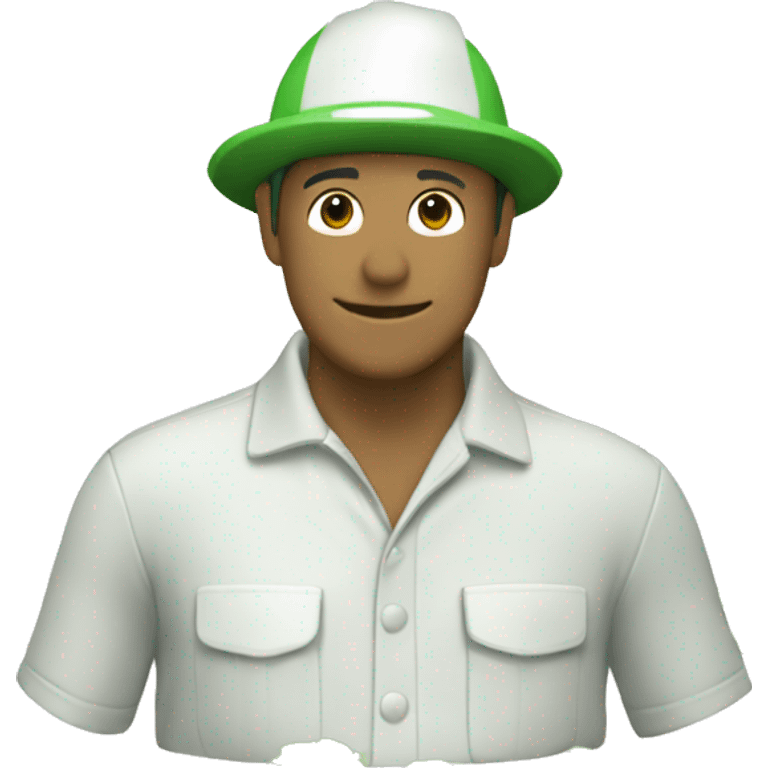 gardener pith helmet jacket white green trees  emoji