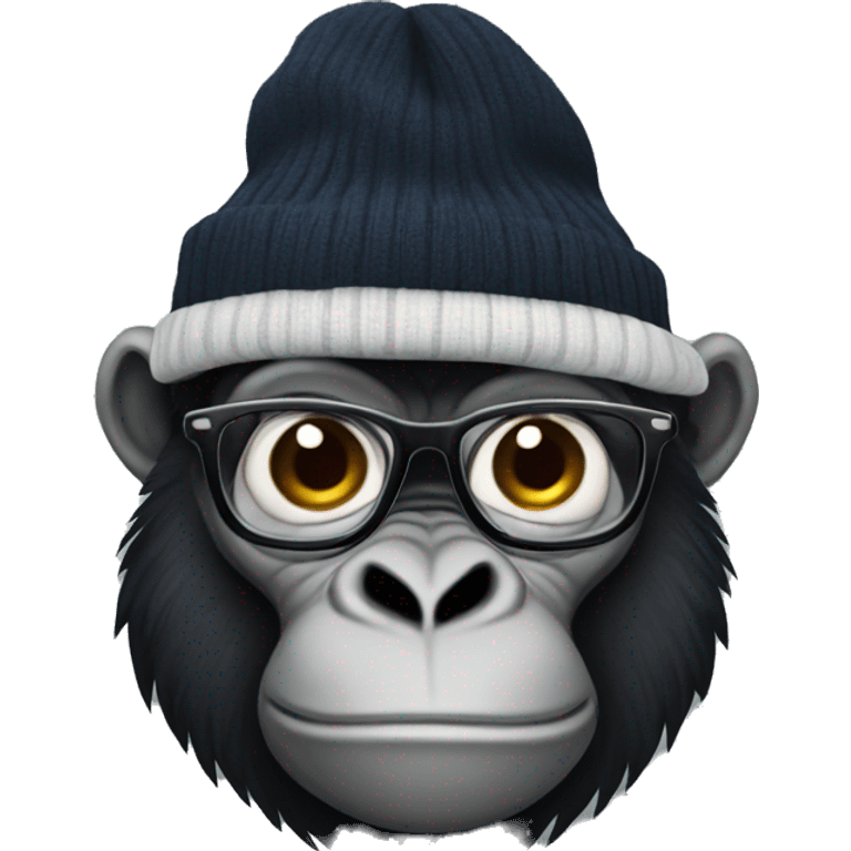 nerd gorilla with a beanie emoji