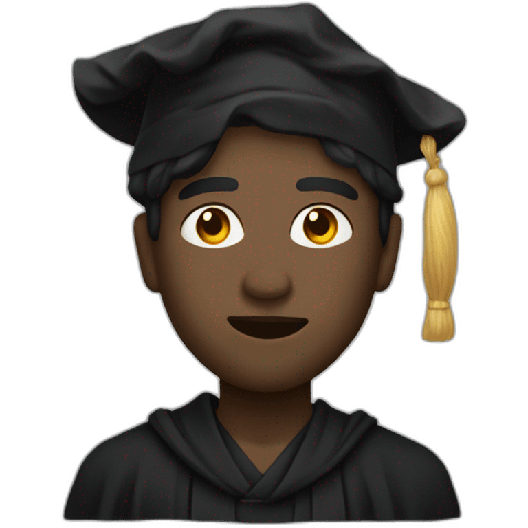 Top half of a caracter with a black robe and a face in the shade emoji