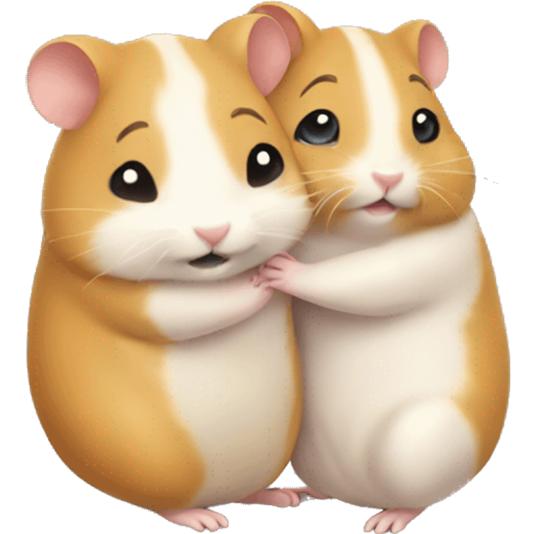 two happy hamsters hug emoji