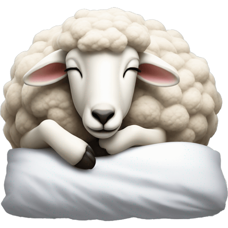 sleeping sheep in bed, hyper realistc emoji