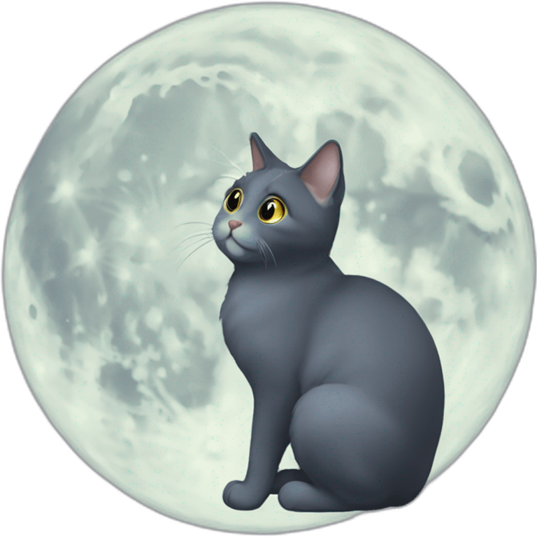 a lop-eared cat looks at the moon emoji