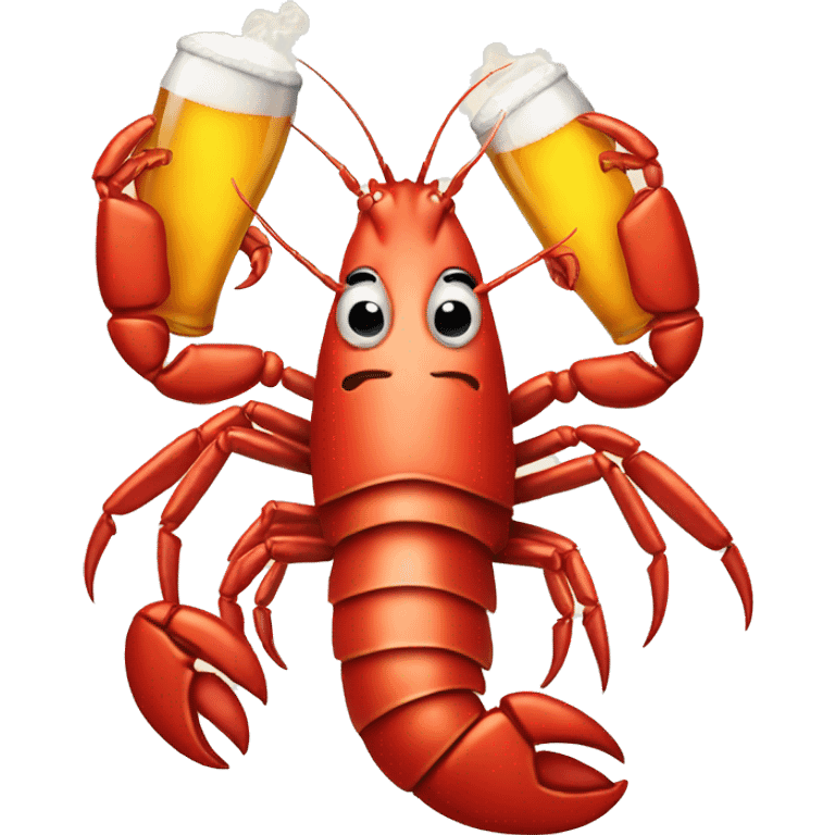 Lobster smoking and holding a beer emoji