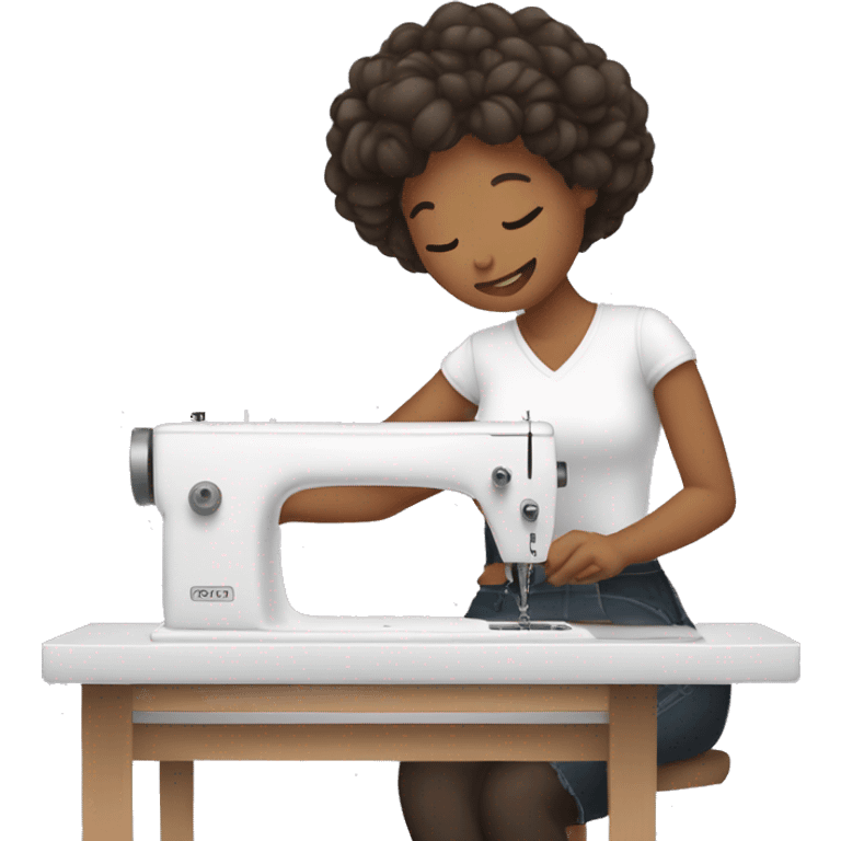 woman sewing clothes on the machine emoji