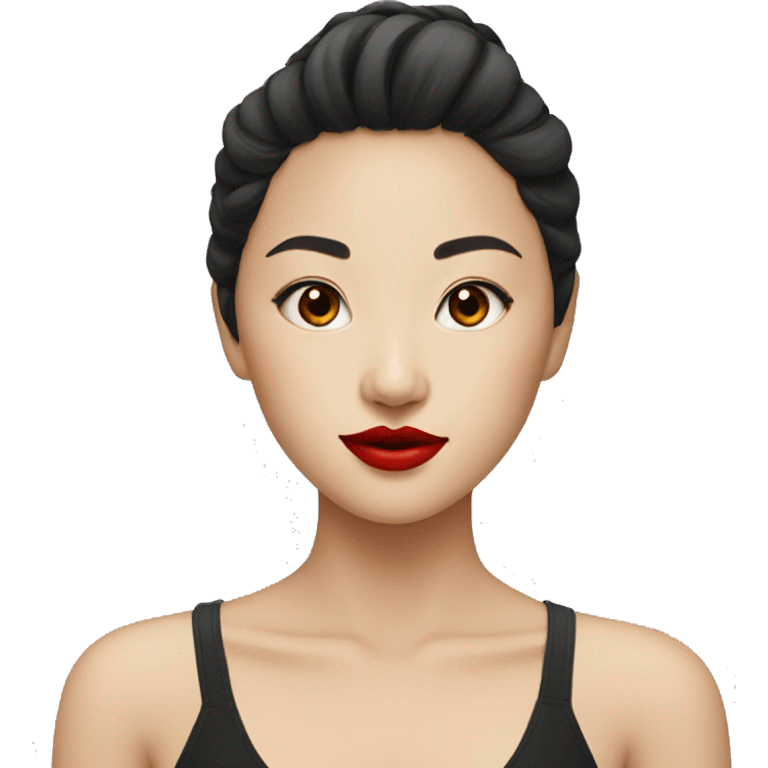 Asian girl with red lips emoji