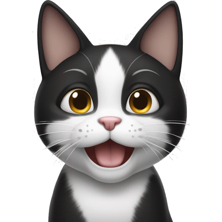 Black and white cat celebrating  emoji