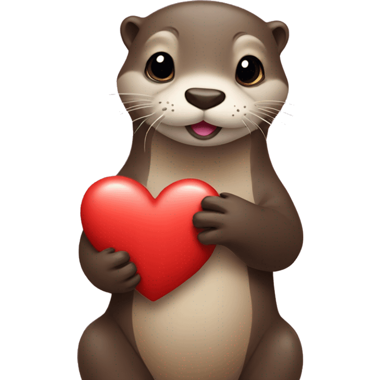 Otter holding a heart emoji