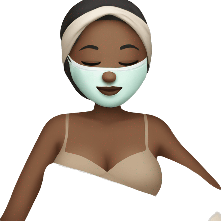 Lady with face mask spa beauty full face relaxing emoji