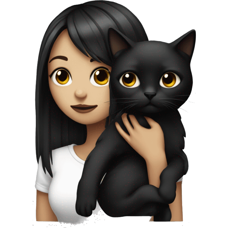 A emo girl holding a black cat emoji