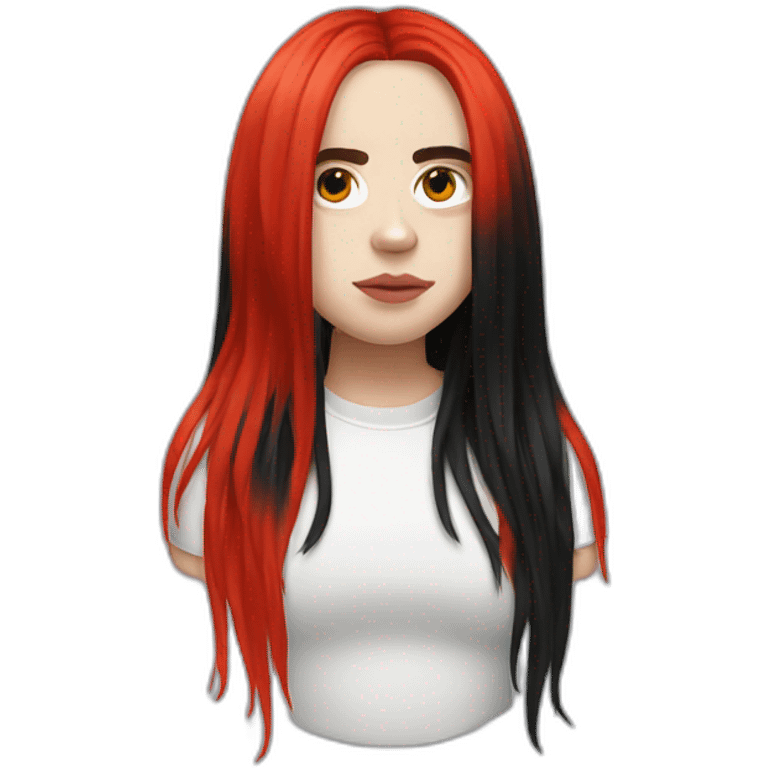 Billie eilish cheveux noir et rouge emoji