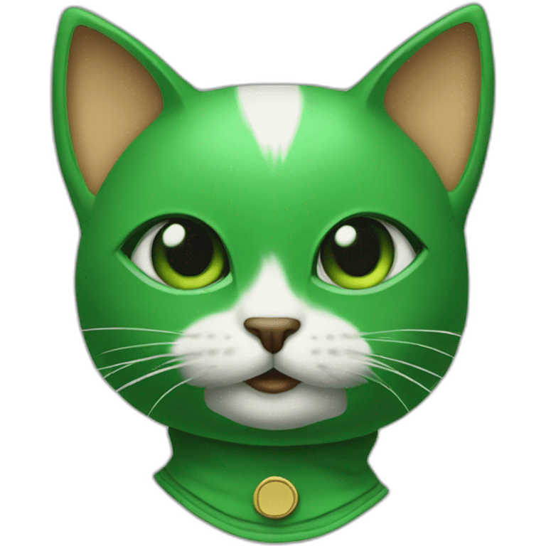 kitten wearing a green stanley ipkiss mask from the film the mask emoji