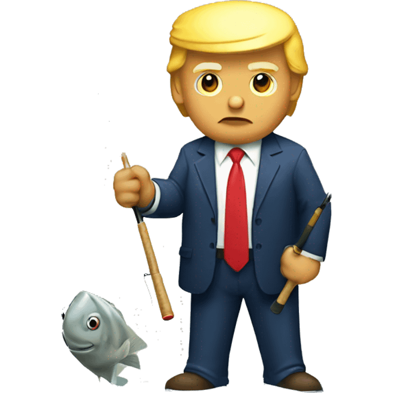 Donald Trump fishing with a fishing pole emoji