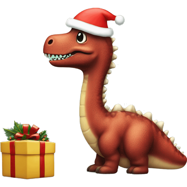 Dino mit Weihnachtsmann auf dem rücken emoji