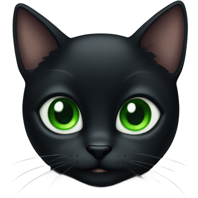 A cute black cat with green eyes emoji