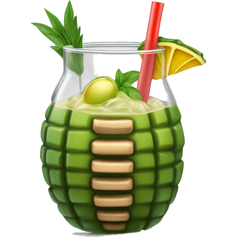 Realistic new orleans hand grenade cocktail drink isolated.  emoji