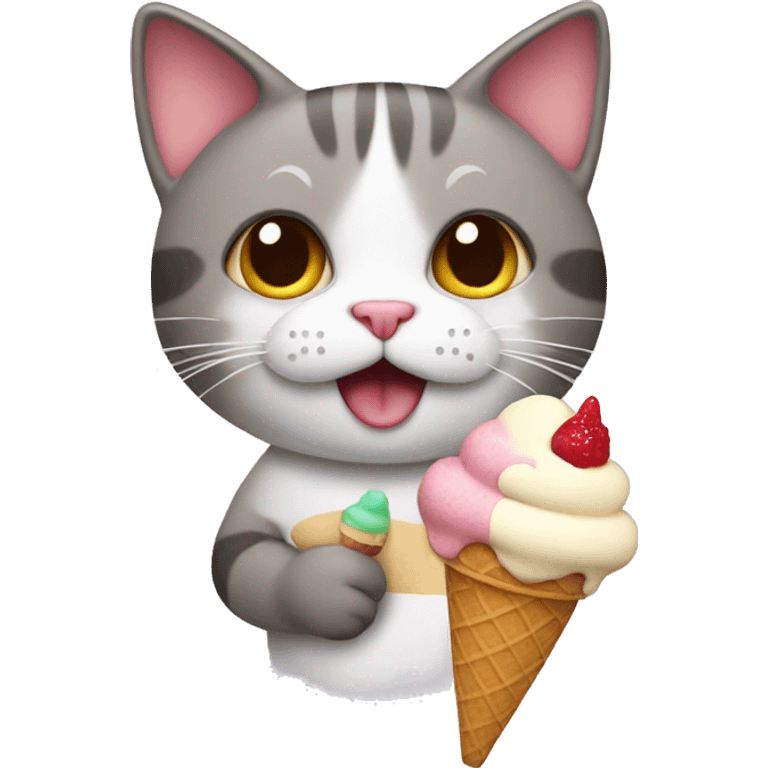 Cat with ice cream emoji