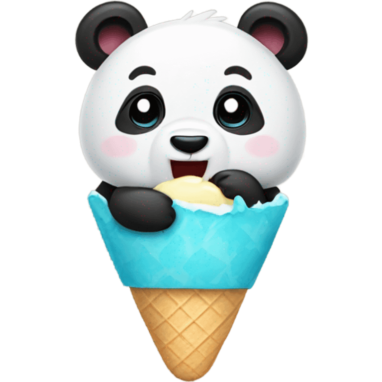 Panda eating ice cream emoji