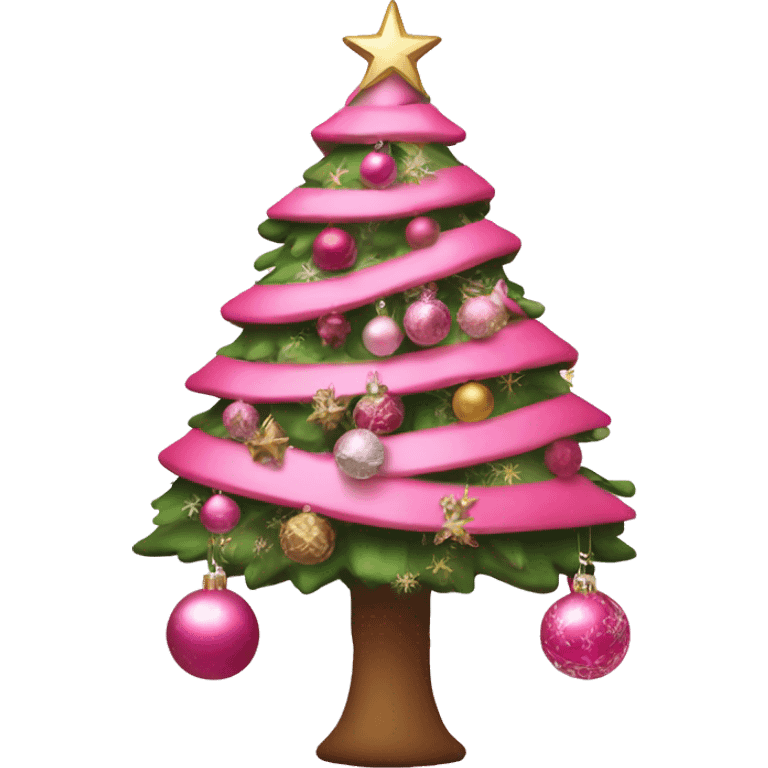 Pink Christmas tree with ornaments ￼  emoji