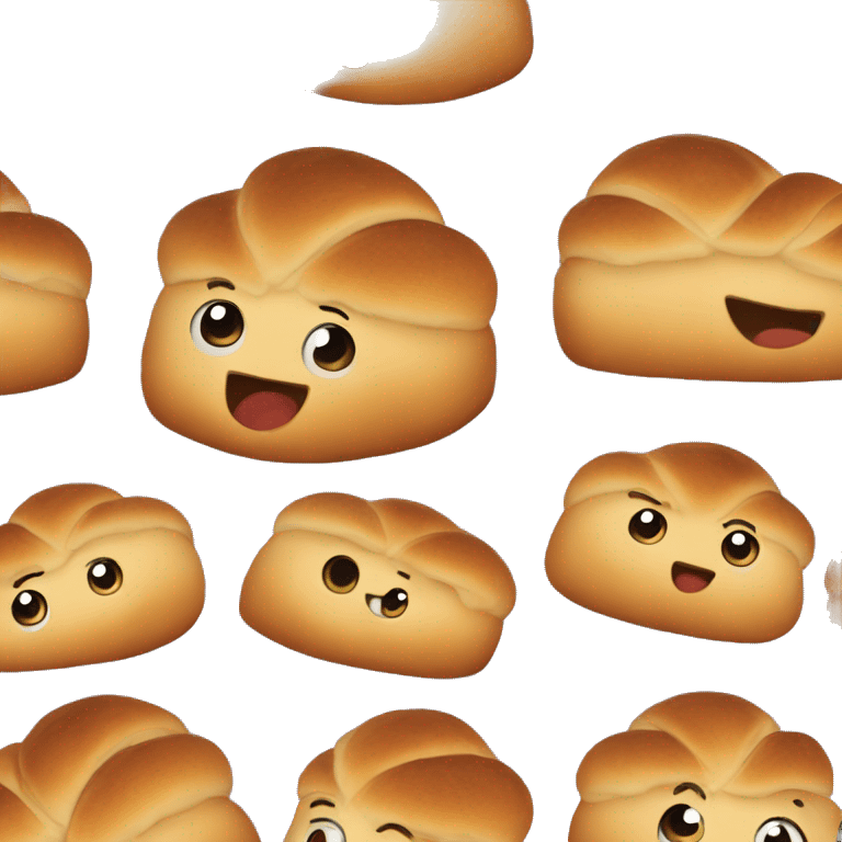 Challah bread that smiles with cute twinkle eyes emoji