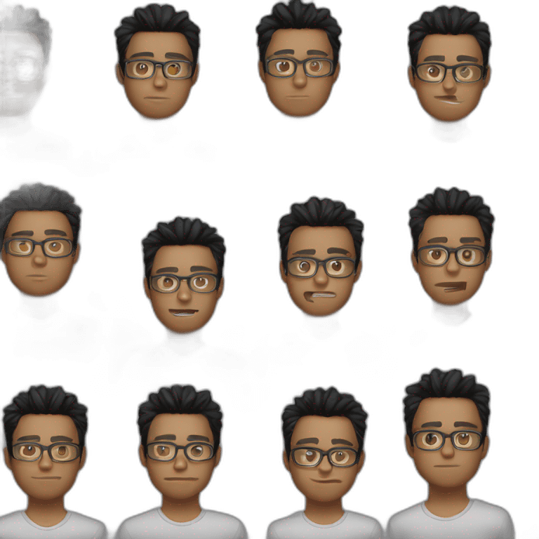 19 year old with glasses on eyes, spiky black hair, oval shaped face,tanned face, light beard  emoji