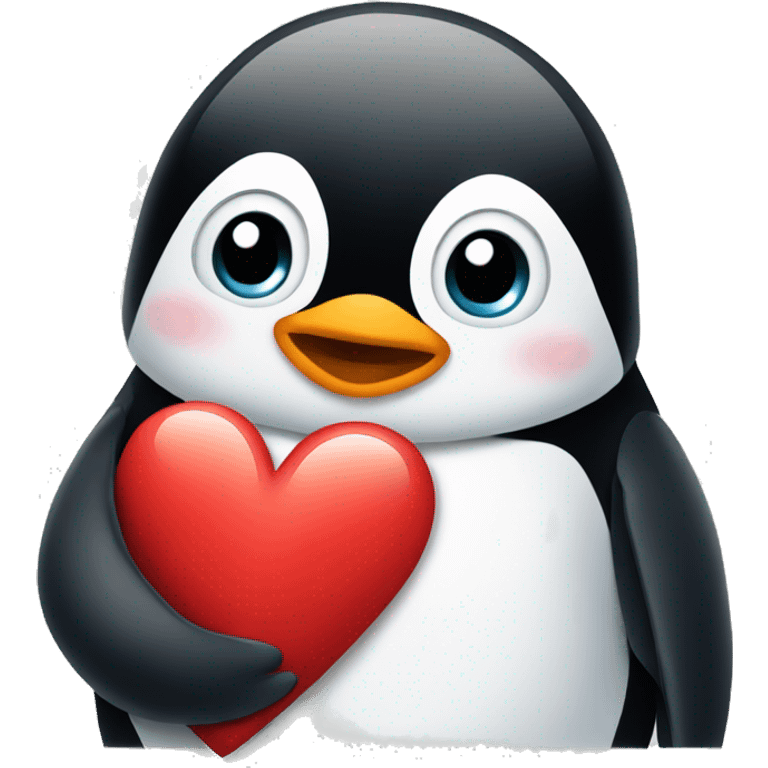 Penguin hugging a heart emoji