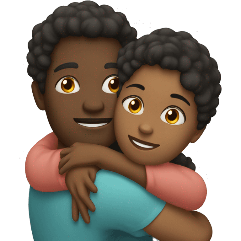 Two black people hugging each other, one of them is a woman emoji