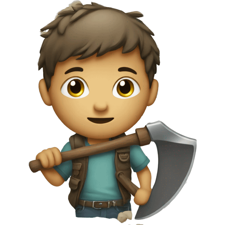 boy with axe on white emoji