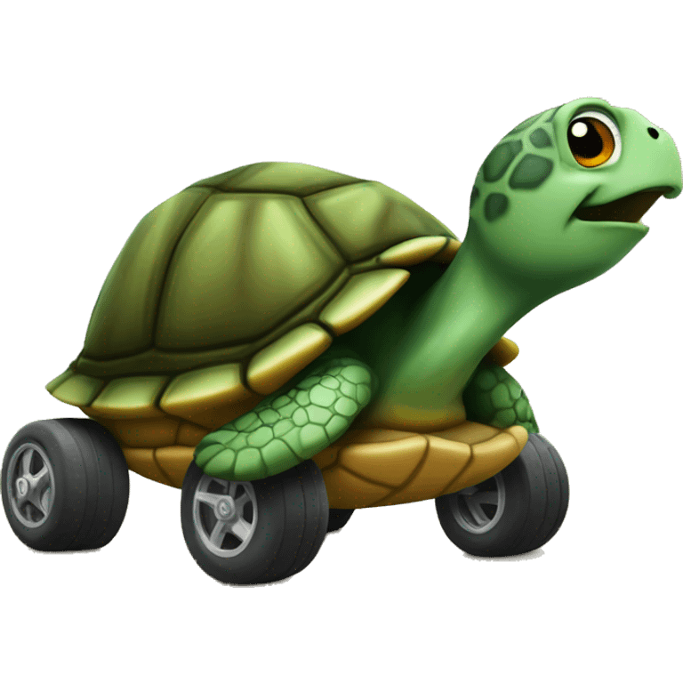 turtle going fast with wheels as hind emoji