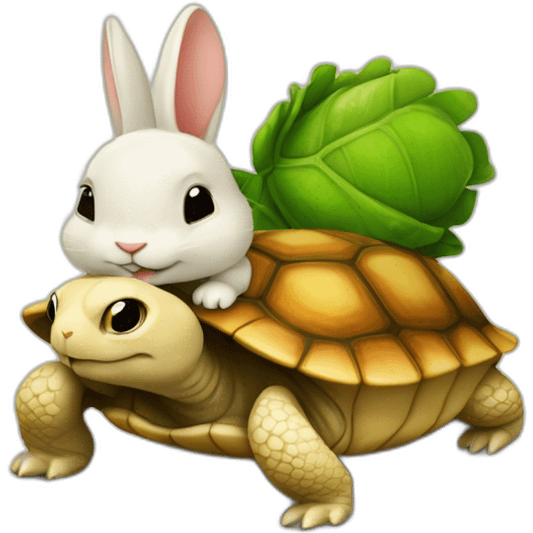 Un lapin sur une tortue emoji