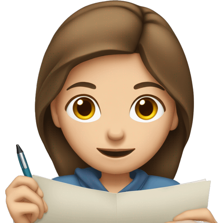 girl with brown hair writing or sending letter  emoji