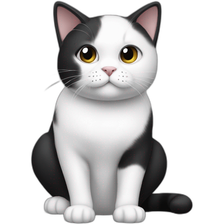 Black and white cat chonky emoji