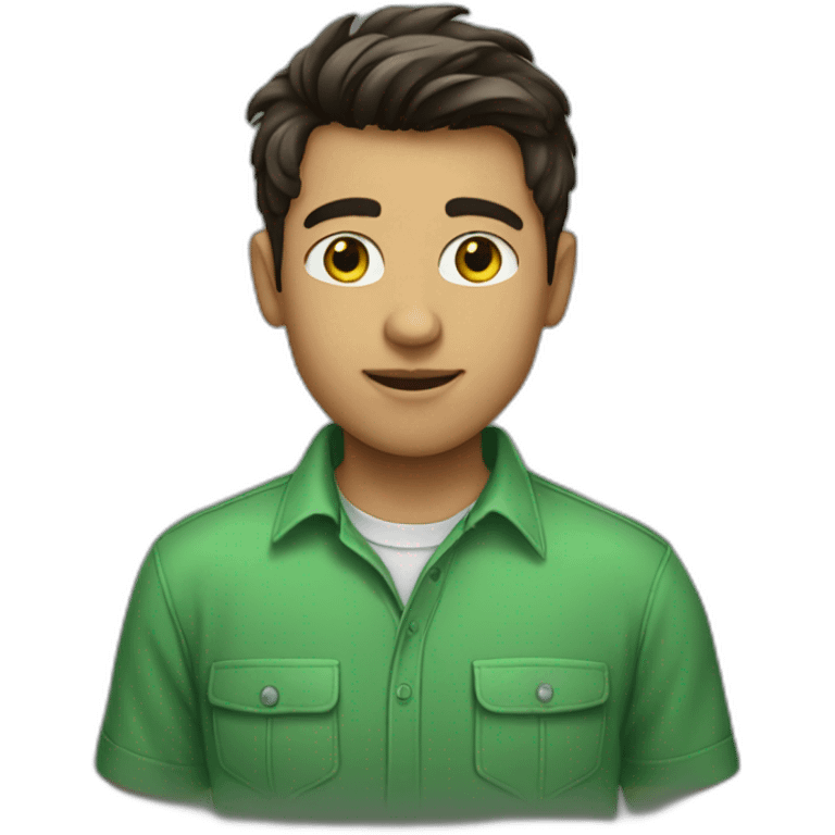 Boy-brunnette-green-shirt emoji