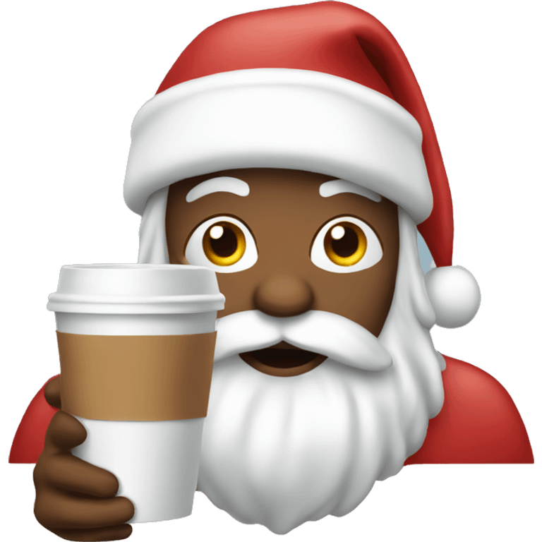 Santa wearing a hat saying bean to cup emoji