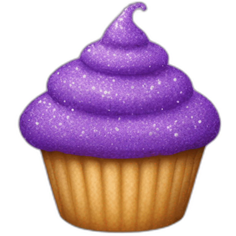 Happy purple glittery cupcake  emoji