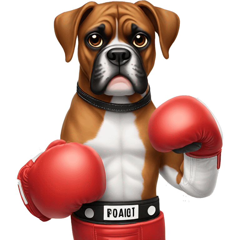 Boxer dog with box gloves emoji