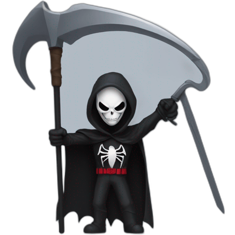 Grim reaper as Spider-Man with a scythe emoji