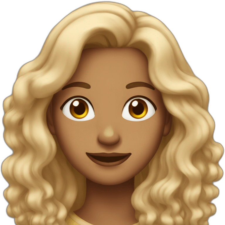 Very proud happy woman. Brown eyes and long wavy hair. Light skin. She is a little cocky emoji