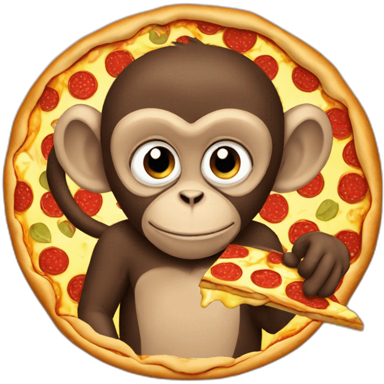 Monkey eats pizza emoji