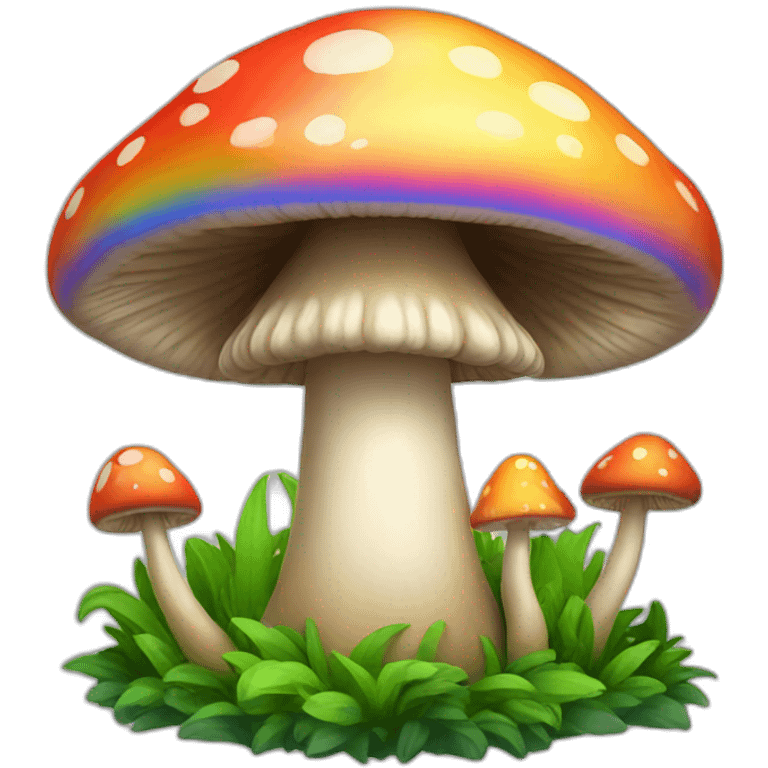 A mushroom with a rainbow had emoji