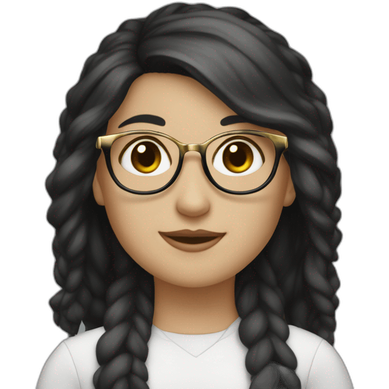 [white girl] with [black] hair and [gold] glasses emoji